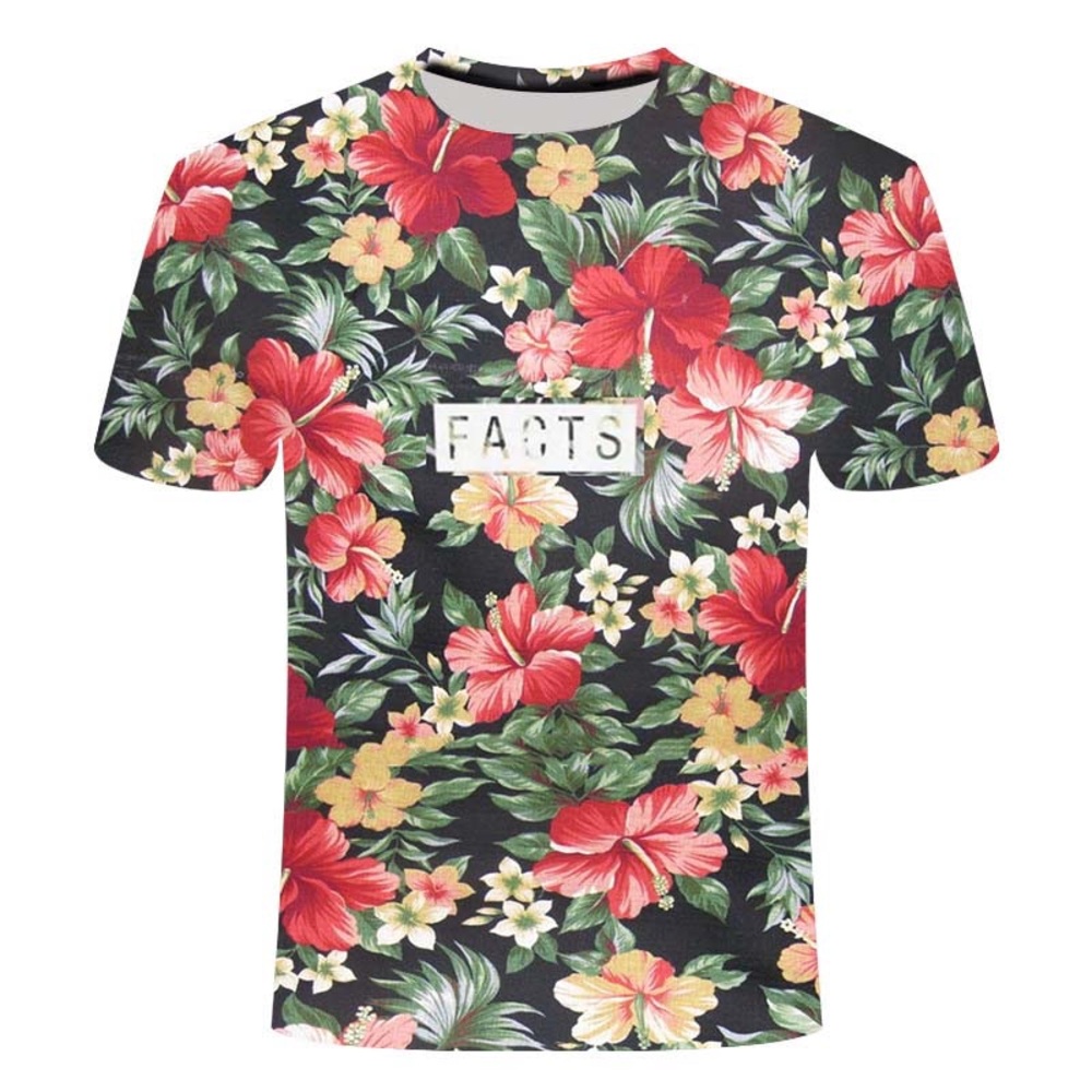 Floral Graphic T-Shirt Red mesh 3D